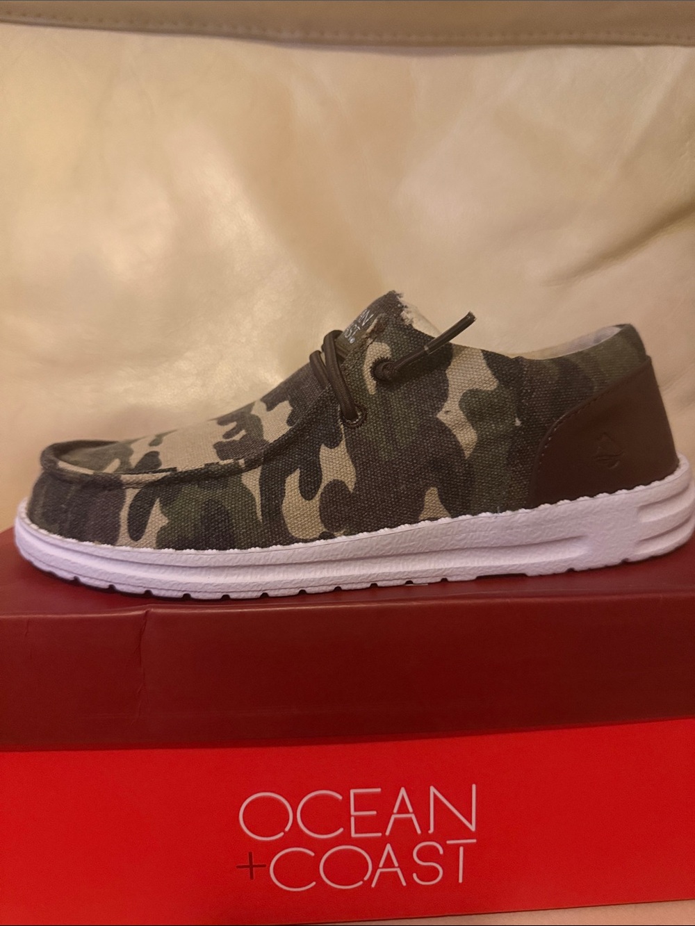 Ocean + Coast Kids' Camo Slip-On Sneakers - Green Camouflage
